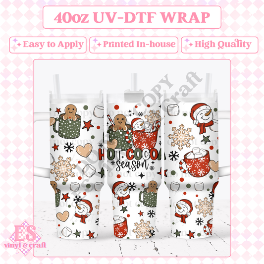 Hot Cocoa Season - 40oz Tumbler Wraps - UV-DTF (Top & Bottom) image 0