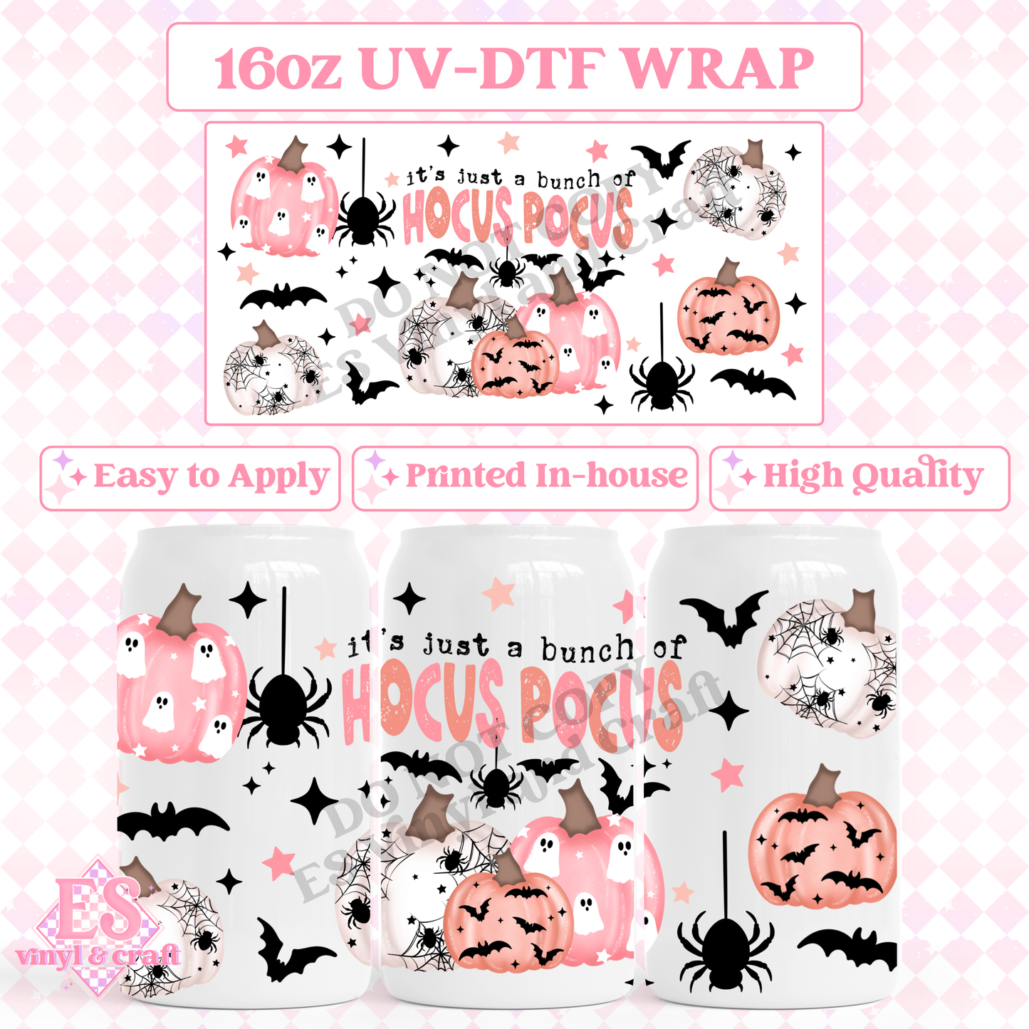 Hocus Pocus Pumpkins - 16oz Beer Can / Libbey UV-DTF Transfer image 0