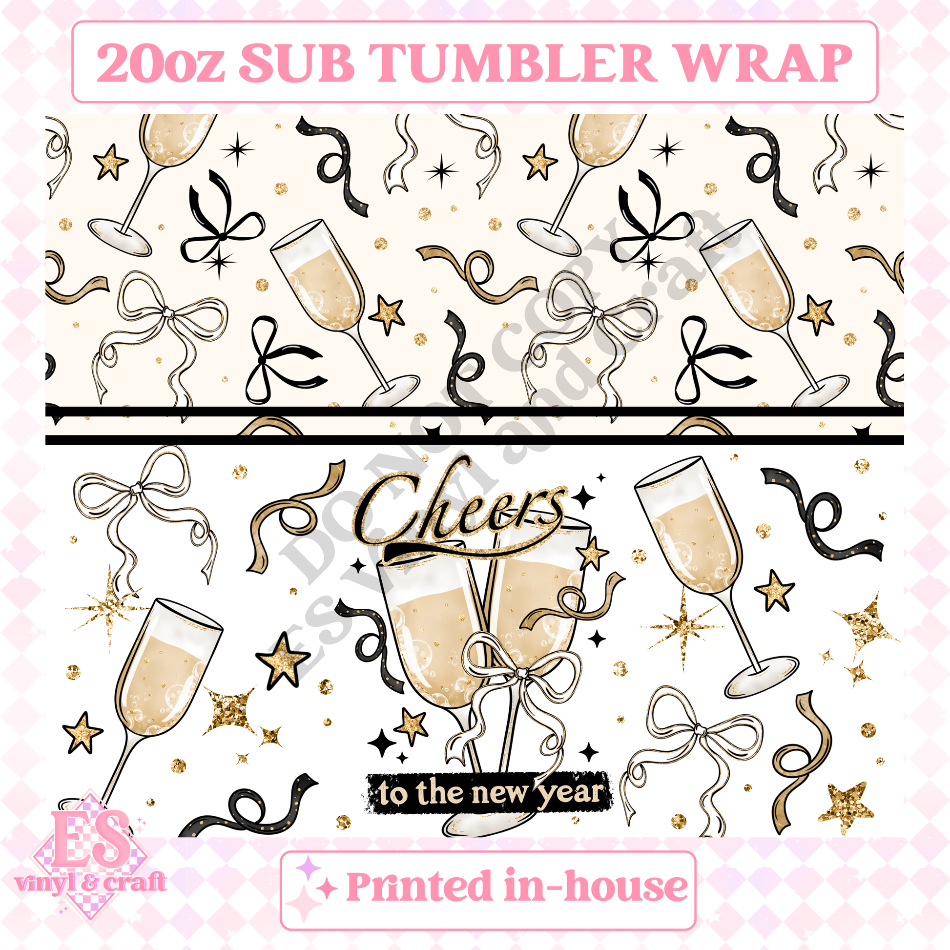 Cheers New Years - Full 20oz Tumbler Sublimation Print image 1
