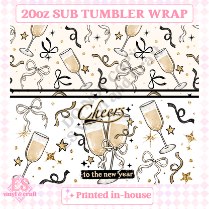 Cheers New Years - Full 20oz Tumbler Sublimation Print image 1