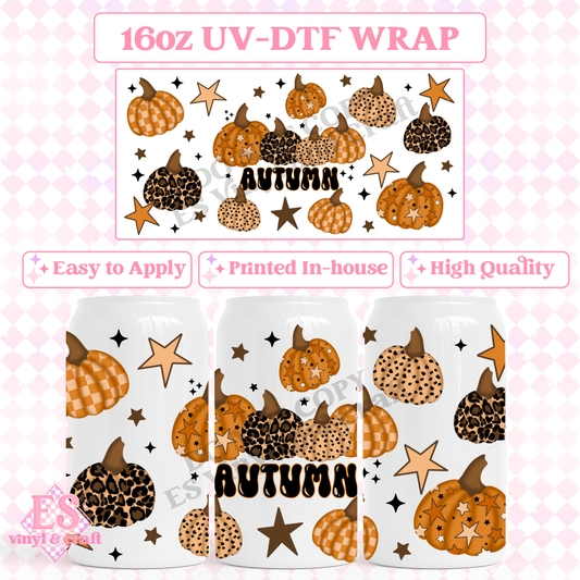 Autumn Pumpkins - 16oz Beer Can / Libbey UV-DTF Transfer image 0