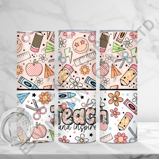 Teach and Inspire - Full 20oz Tumbler Sublimation Ready To Print image 0