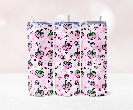 Strawberry Hearts - Full 20oz Tumbler Sublimation Ready To Print image 0