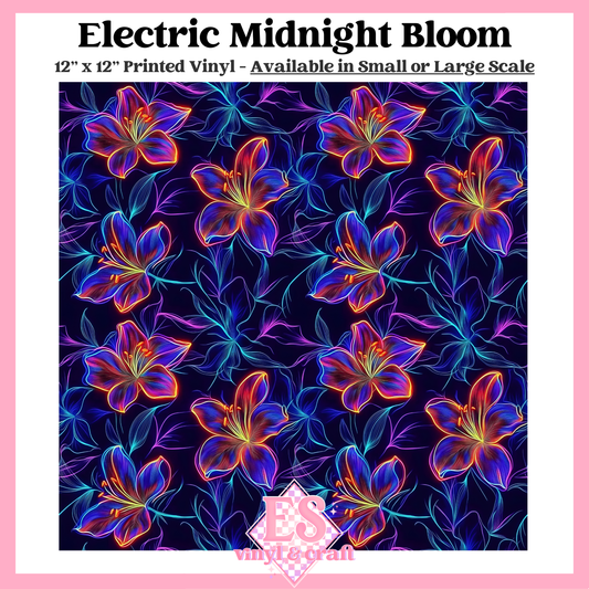Electric Midnight Bloom - Small or Large Scale Options - 12" x 12" Sheet image 0