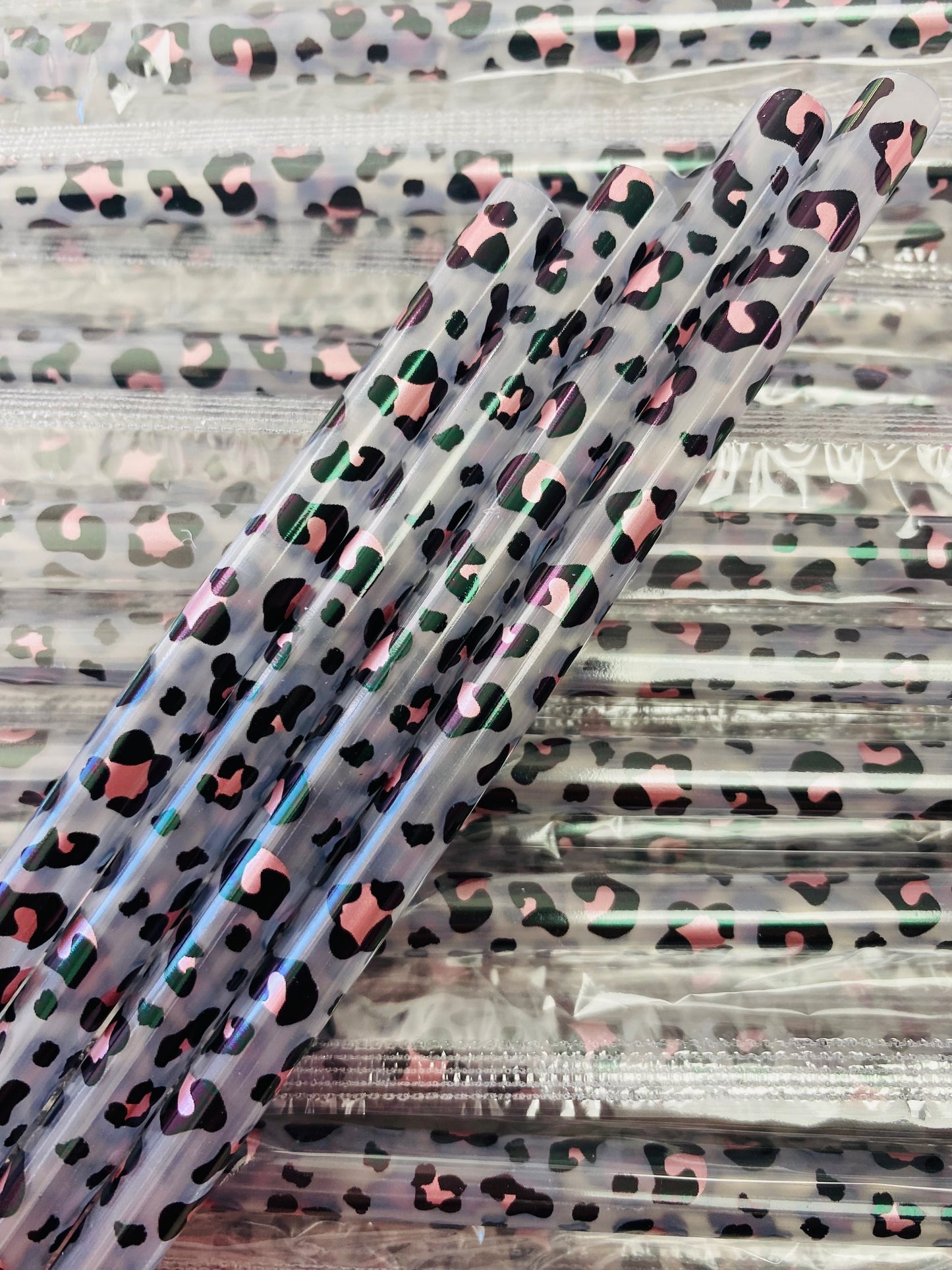 Rose Gold Leopard Clear Straw image 0