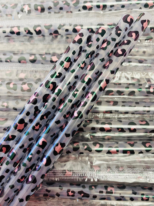 Rose Gold Leopard Clear Straw image 0