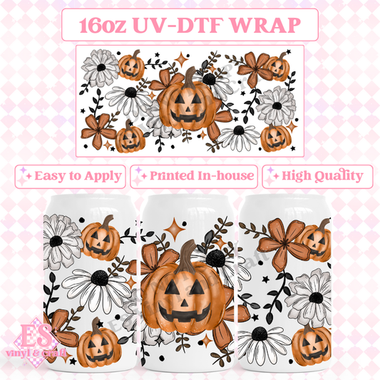 Autumn Florals - 16oz Beer Can / Libbey UV-DTF image 0