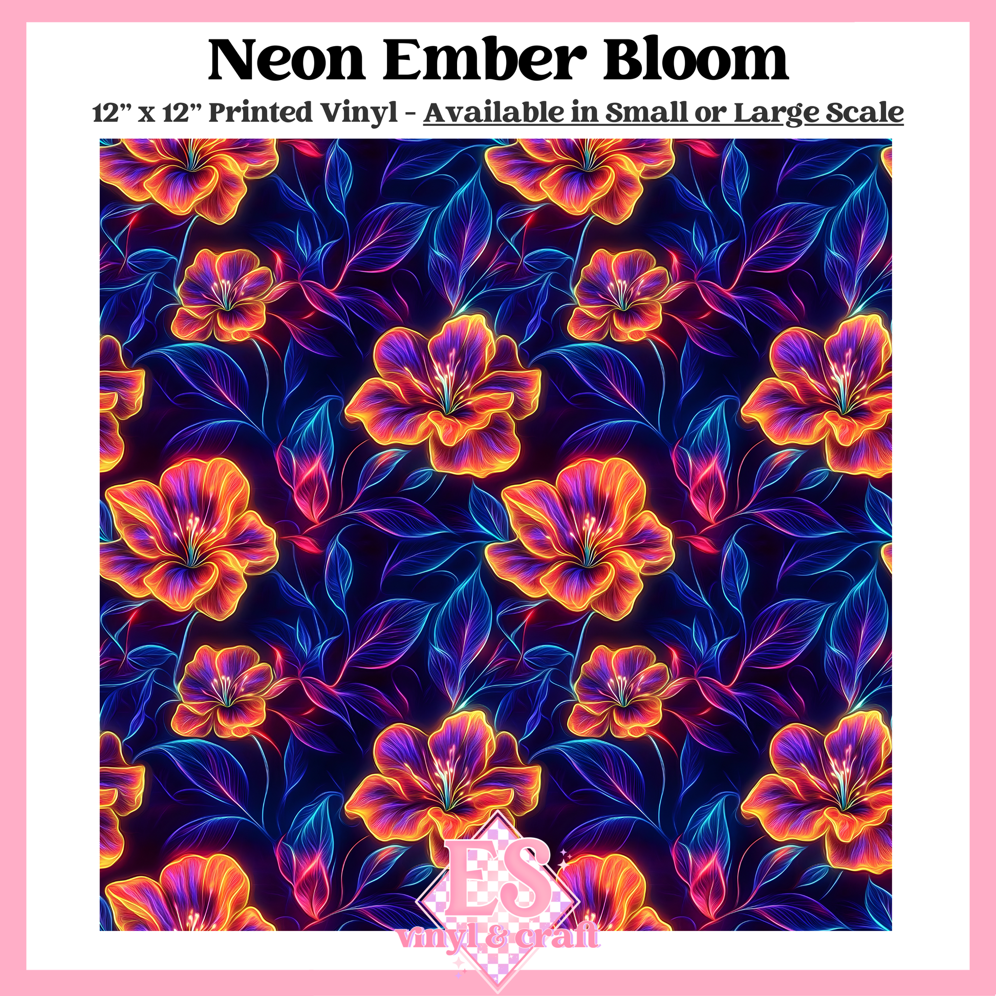 Neon Ember Bloom - Small or Large Scale Options - 12" x 12" Sheet image 0