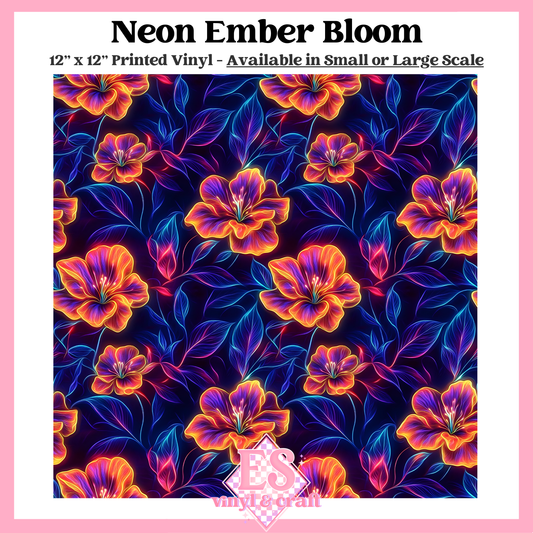Neon Ember Bloom - Small or Large Scale Options - 12" x 12" Sheet image 0