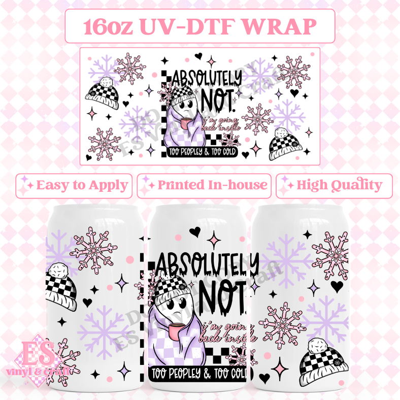 Too Peopley & Too Cold - 16oz Beer Can / Libbey UV-DTF Transfer image 0
