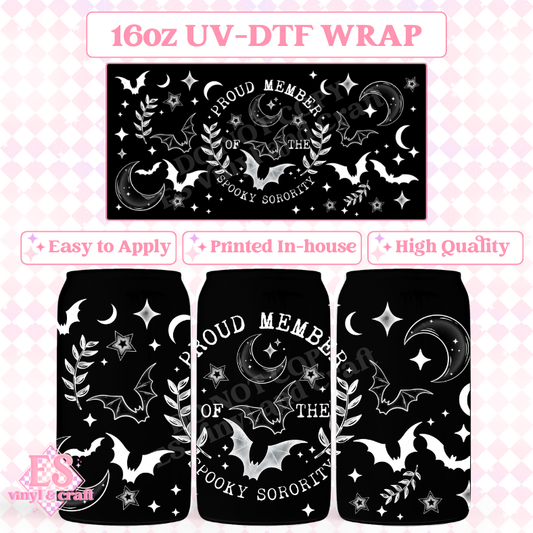 Spooky Sorority Black Can - 16oz Beer Can / Libbey UV-DTF Transfer image 0