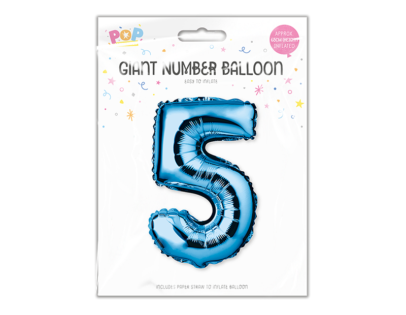 Blue Foil Number Balloon 65cm image 5