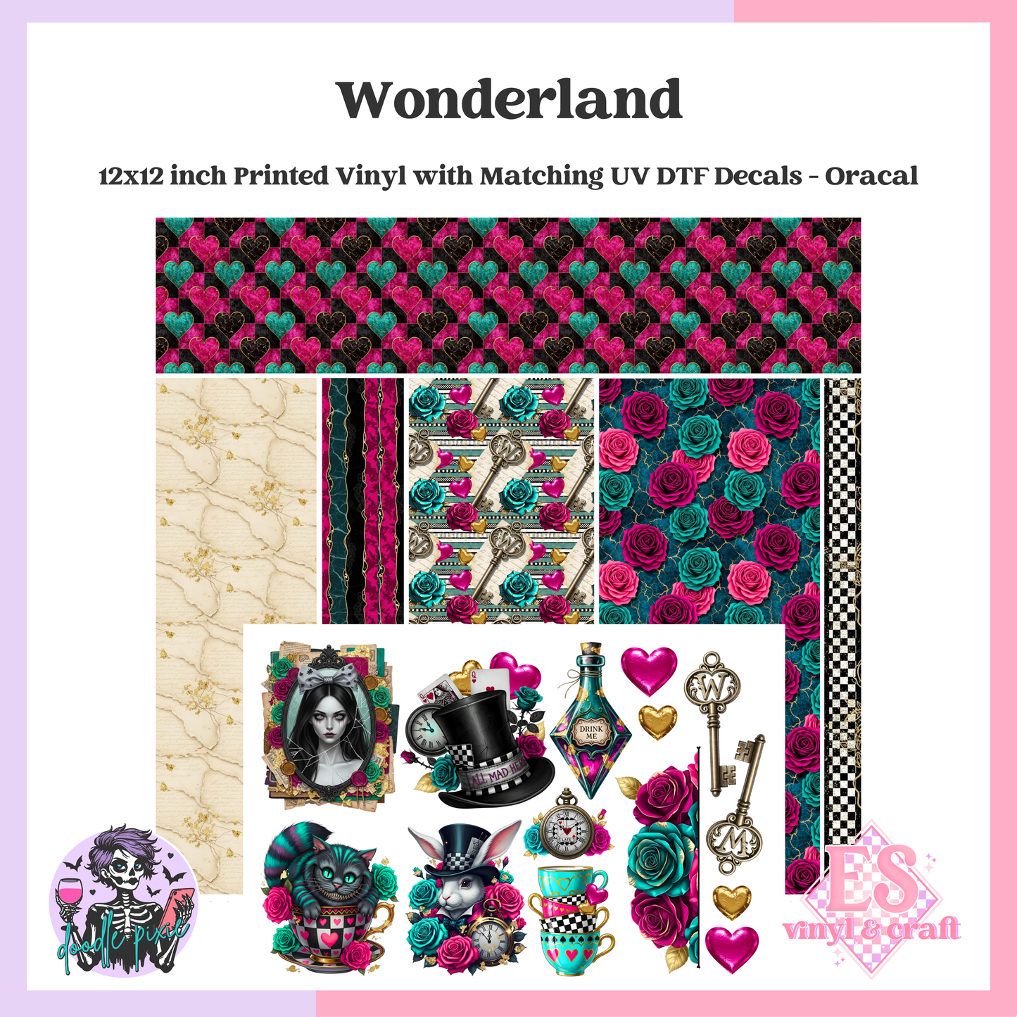 Wonderland Creative Cuts - 12" x 12" Printed Vinyl and UVDTF Decal image 0