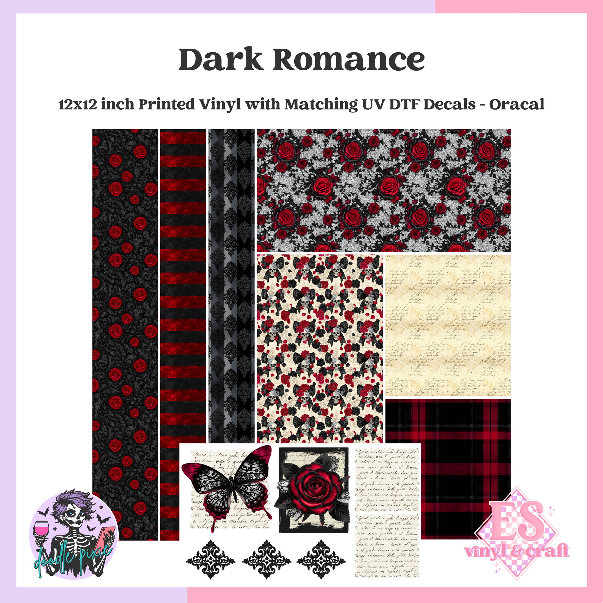 Dark Romance Creative Cuts - 12" x 12" Printed Vinyl and UVDTF Decal image 0