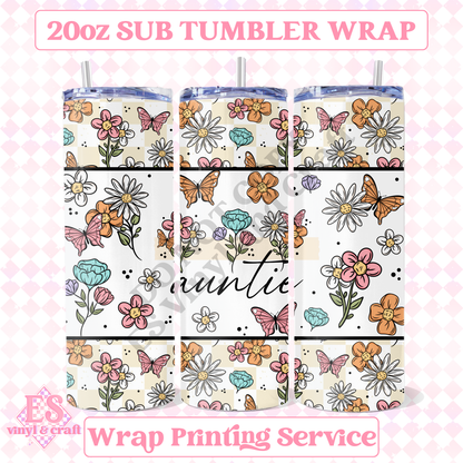 Auntie or Aunt - Full 20oz Tumbler Sublimation Print image 0