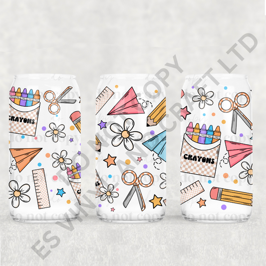 Back to School - 16oz Beer Can / Libbey UV-DTF Transfer image 0