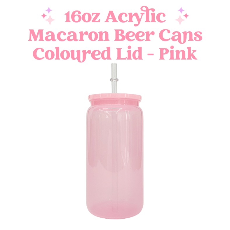 16oz Macaron Acrylic Coloured Beer Can with Plastic Lid and Straw image 1