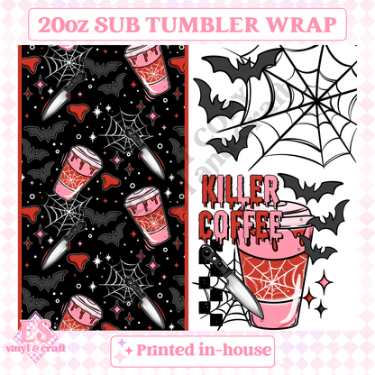 Killer Coffee - Full 20oz Tumbler Sublimation Print image 1