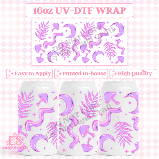 Moon Floral - 16oz Beer Can / Libbey UV-DTF Transfer image 0