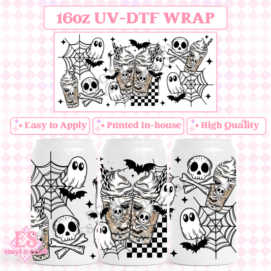 Skull Ghost Coffee - 16oz Beer Can / Libbey UV-DTF Transfer image 0