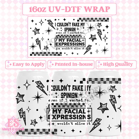 Facial Expressions (Black Elements) - 16oz Beer Can / Libbey UV-DTF Transfer image 0
