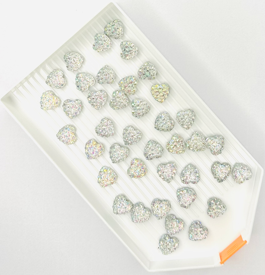 Opal White Sparkly Heart Cabochon Flat Back Charm (Pack of 20) image 0