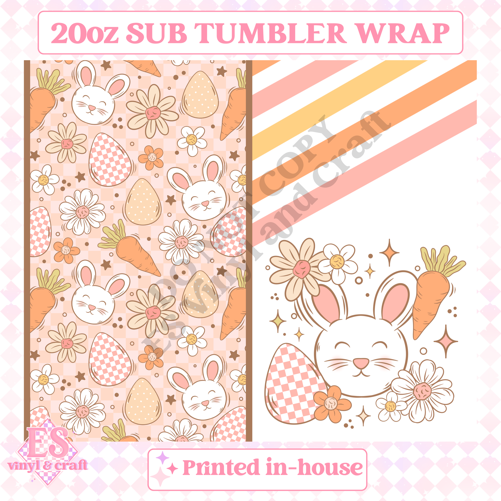 Bunny - Full 20oz Tumbler Sublimation Print image 1