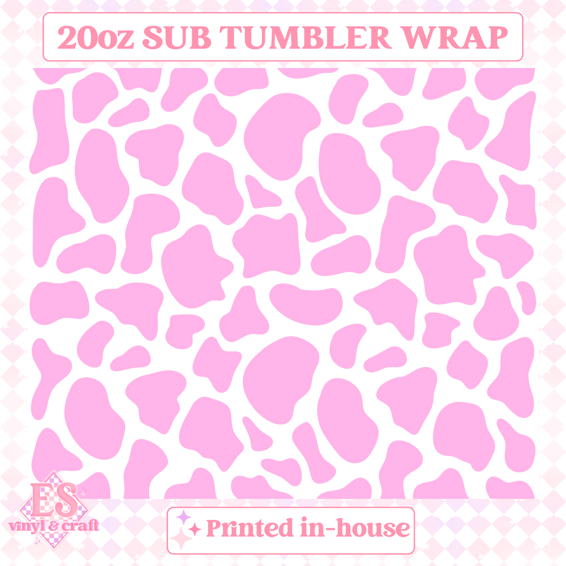 Pink Cow Print - Full 20oz Tumbler Sublimation Print image 1