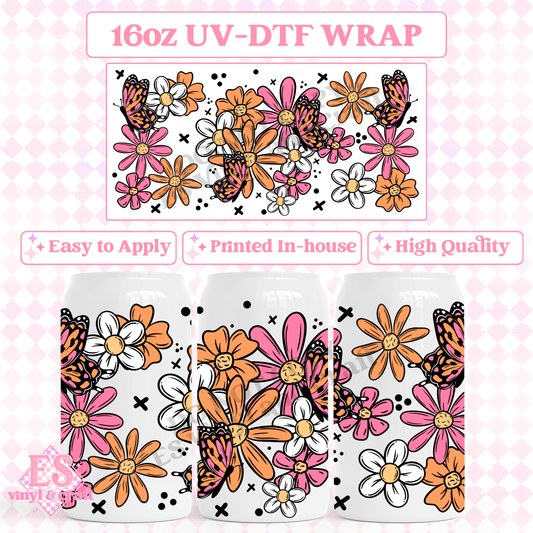 Spring Florals - 16oz Beer Can / Libbey UV-DTF Transfer image 0