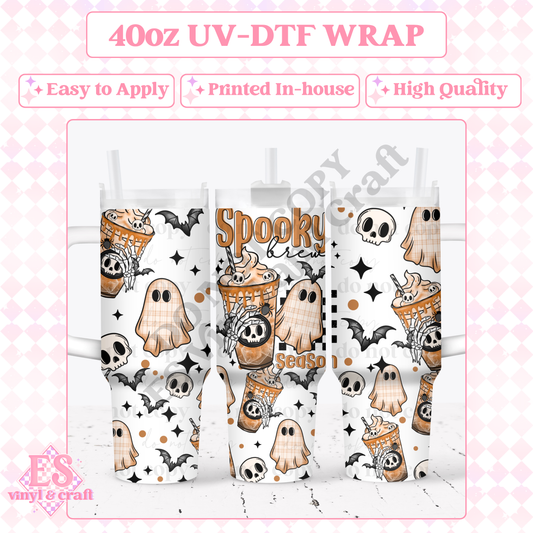 Spooky Brew - 40oz Tumbler Wraps - UV-DTF (2 Wraps - Top & Bottom) image 0