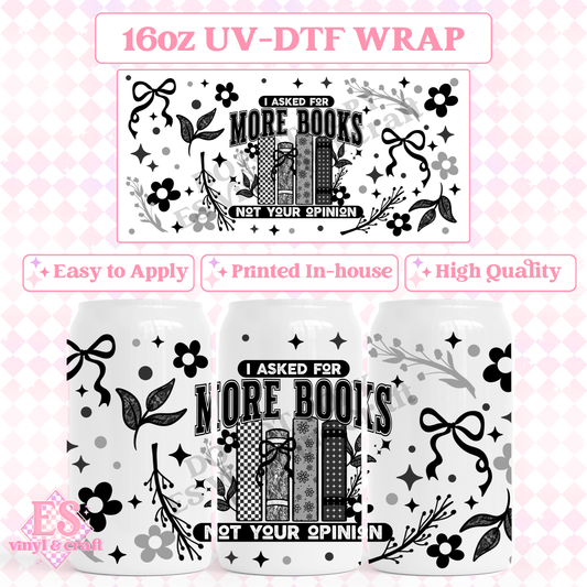More Books - 16oz Beer Can / Libbey UV-DTF Transfer image 0