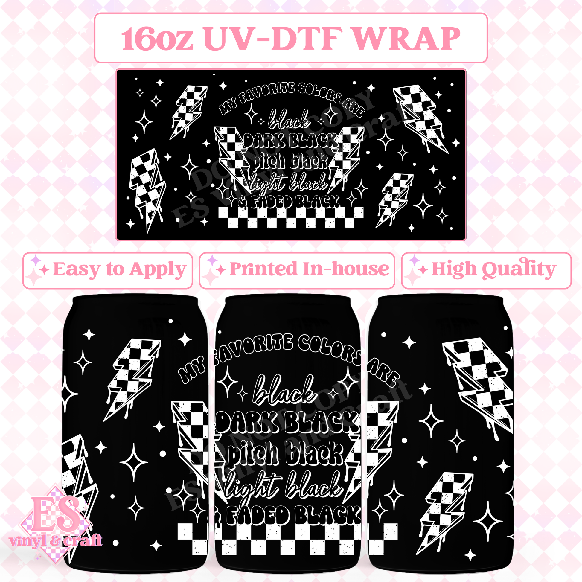 Favourite Colours Are (White Elements) - 16oz Beer Can / Libbey UV-DTF Transfer image 0