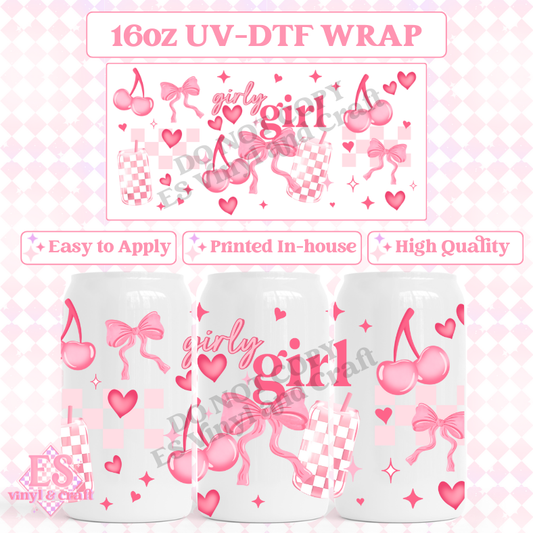 Girly Girl - 16oz Beer Can / Libbey UV-DTF Transfer image 0