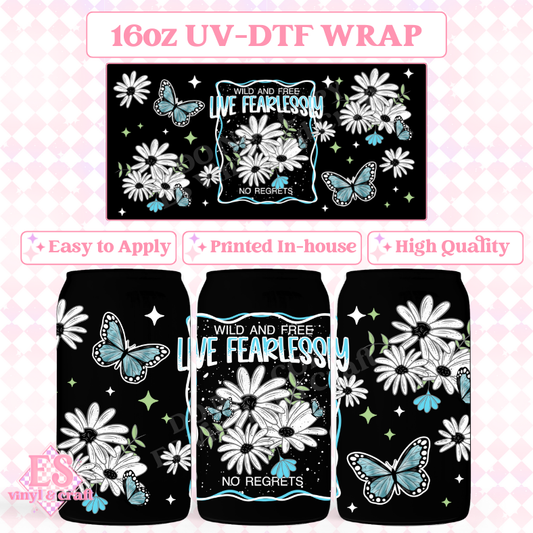 Live Fearlessly White - 16oz Beer Can / Libbey UV-DTF Transfer image 0