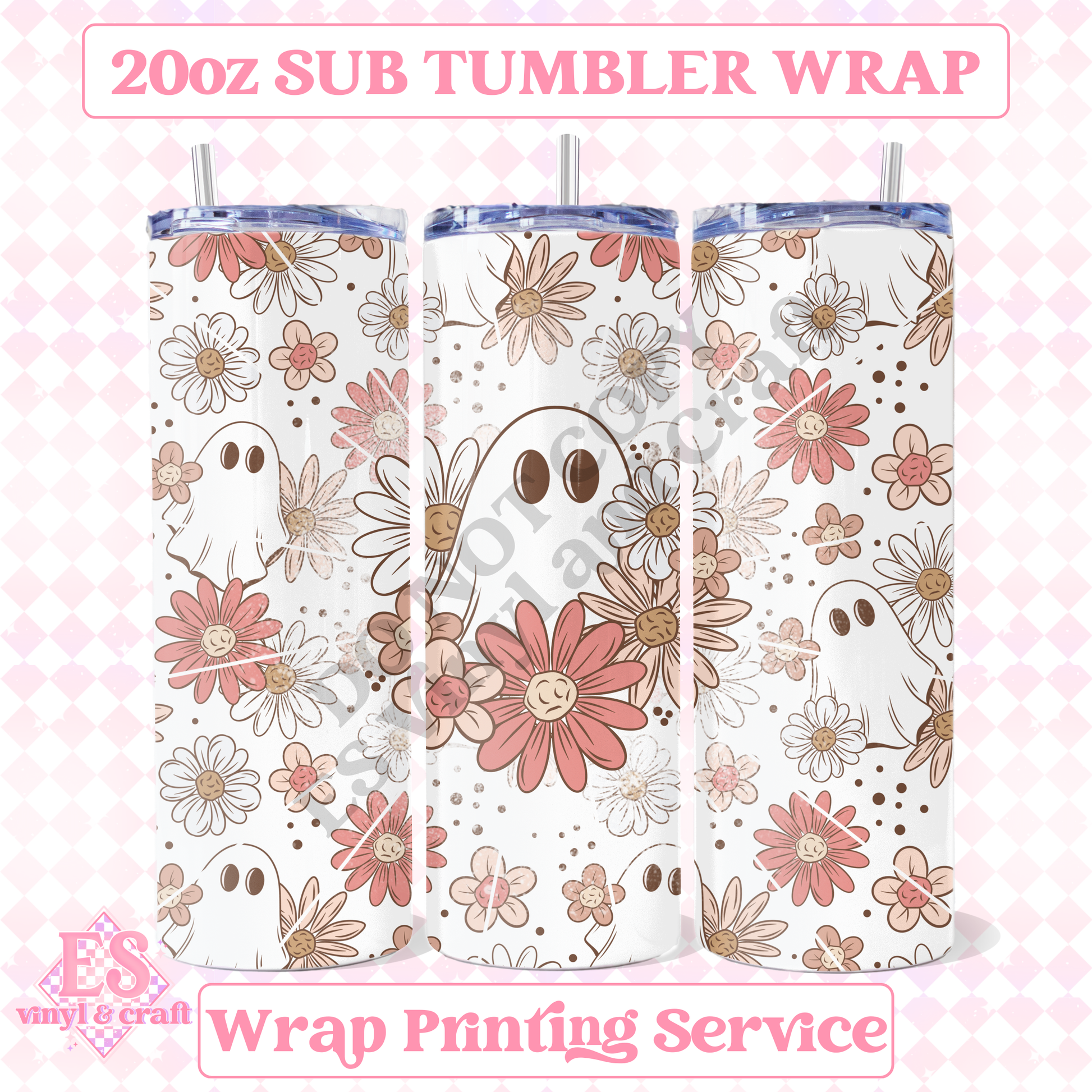 Spring Ghostie - Full 20oz Tumbler Sublimation Print image 0