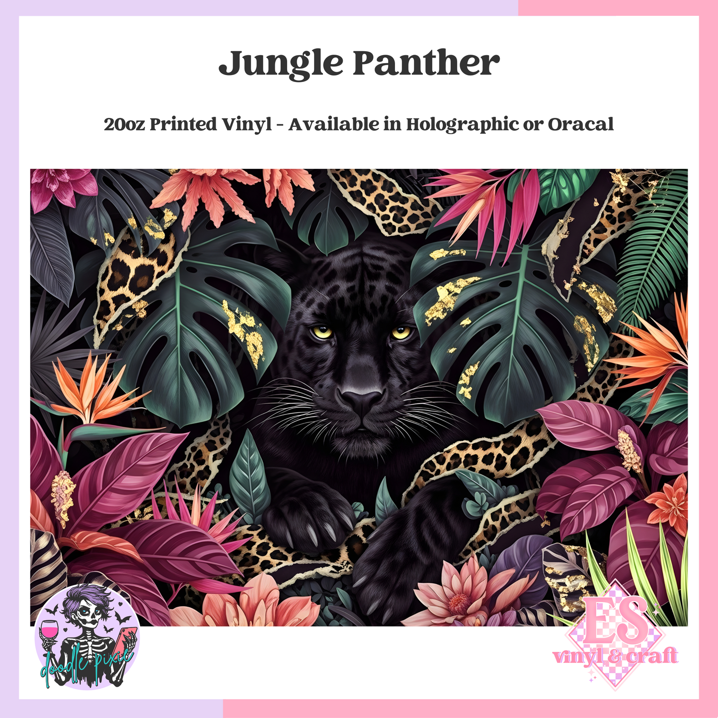 Jungle Panther - 20oz Printed Tumbler Self Adhesive Vinyl image 0