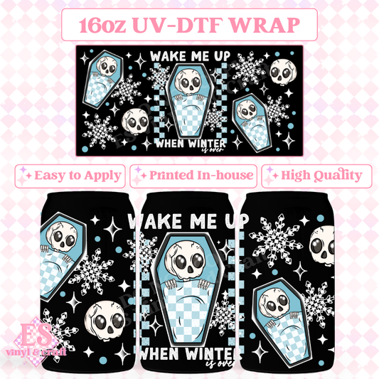 Wake Me Up (White) - 16oz Beer Can / Libbey UV-DTF Transfer image 0